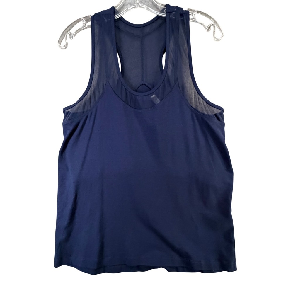 Anatomie Racerback Tank Top Womens L Blue Sheer Mesh Lightweight Travel Wear